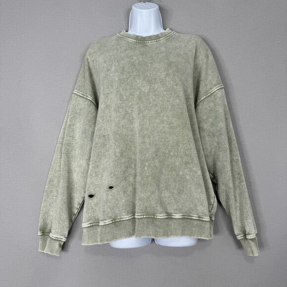 Falling Forward Free People Sweatshirt Womens Medium Green Slouchy Oversized - Picture 1 of 14